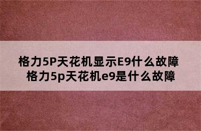 格力5P天花机显示E9什么故障 格力5p天花机e9是什么故障